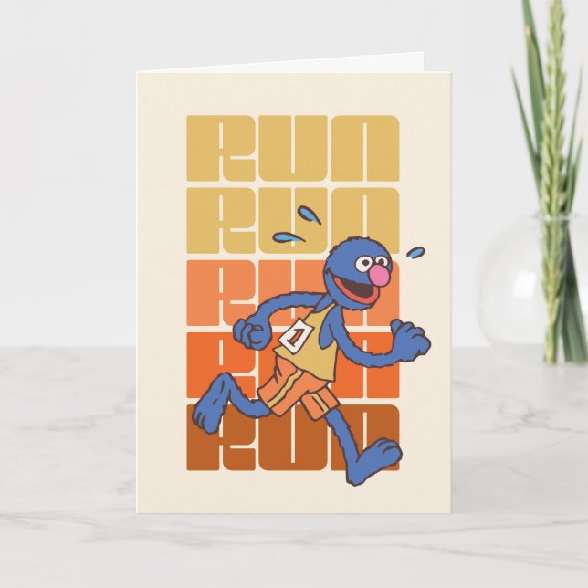Sesame Street | Grover Runs Holiday Card (Front)