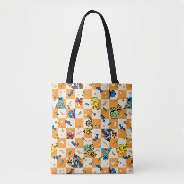Sesame Street Halloween Chequered Pattern Tote Bag (Front)