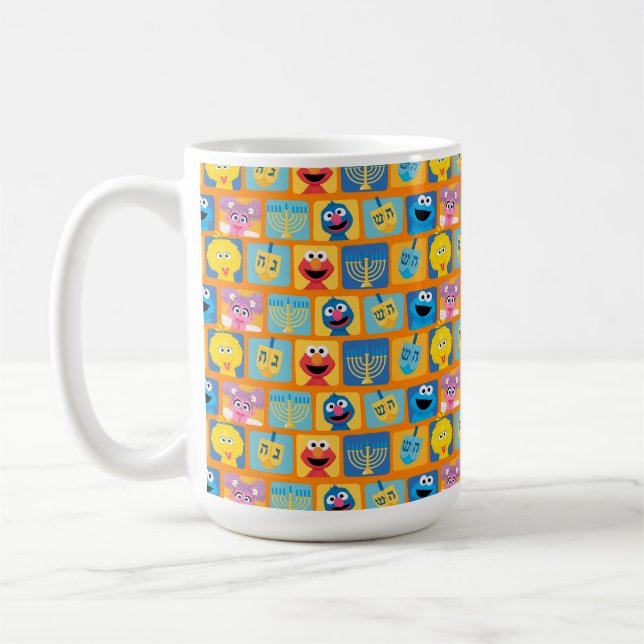 Sesame Street Hanukkah Pattern Coffee Mug (Left)