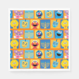 Sesame Street Hanukkah Pattern Napkin