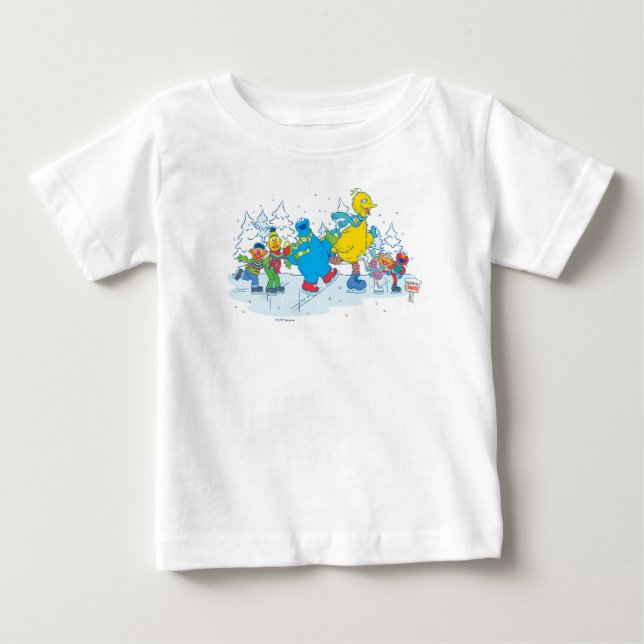 Sesame Street | Ice Skating Friends Baby T-Shirt (Front)