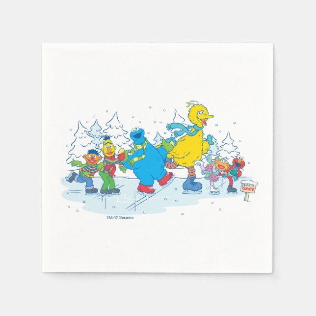 Sesame Street | Ice Skating Friends Napkin (Front)