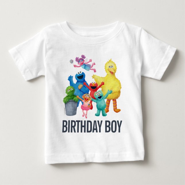 Sesame Street Illustration | Birthday Boy Baby T-Shirt (Front)