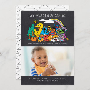 Sesame Street   It's Fun to Be One - Chalkboard Invitation