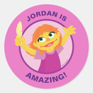 Sesame Street   Julia Holding Feather Classic Round Sticker