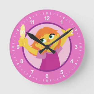 Sesame Street   Julia Holding Feather Round Clock