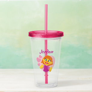 Sesame Street   Julia Pink Heart Acrylic Tumbler