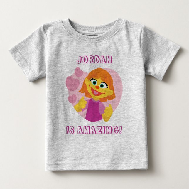 Sesame Street | Julia Pink Heart Baby T-Shirt (Front)