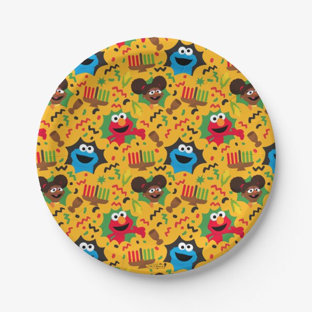 Sesame Street Kwanzaa Pattern Paper Plate (Front)