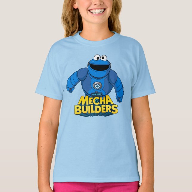 Sesame Street | Mecha Builders Cookie In Action T-Shirt (Front)