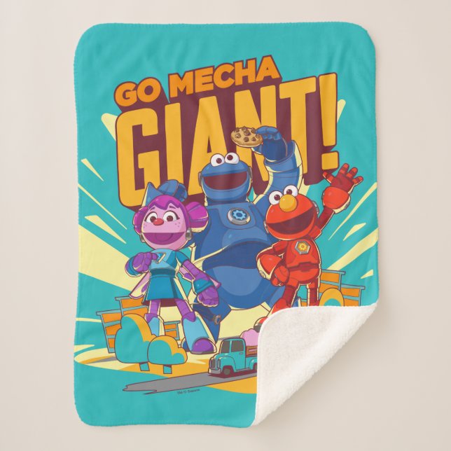 Sesame Street | Mecha Builders Go Mecha Giant! Sherpa Blanket (Front)