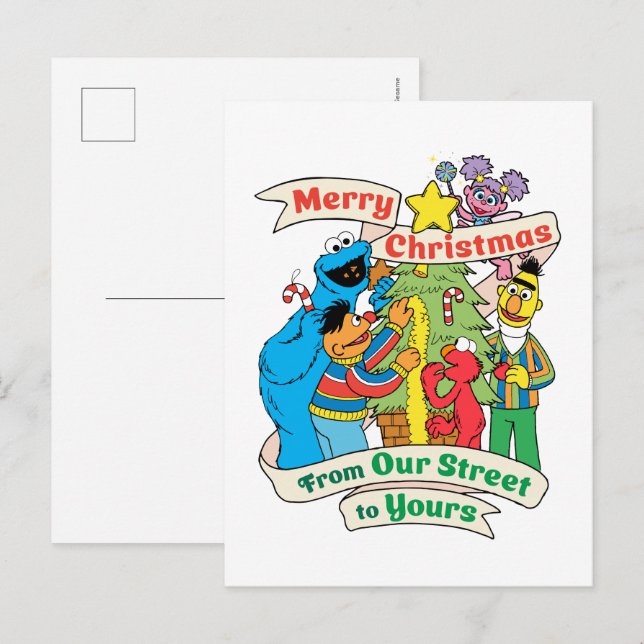  Sesame Street Merry Christmas Holiday Postcard (Front/Back)