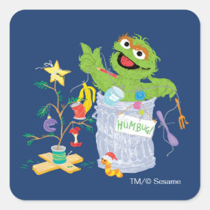 Sesame Street Oscar - Christmas Tree Square Sticker