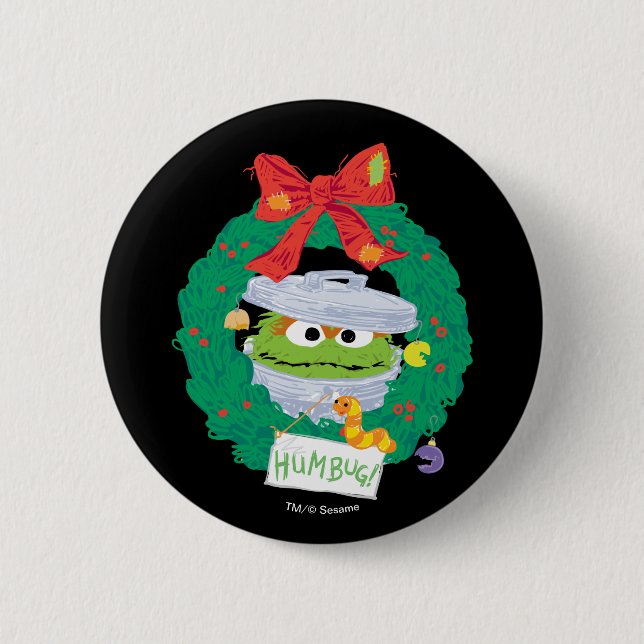 Sesame Street | Oscar the Grouch Wreath 6 Cm Round Badge (Front)