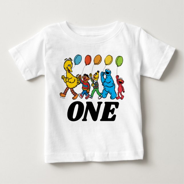 Sesame Street Pals | 1st  Birthday Balloons Baby T-Shirt (Front)
