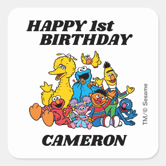 Sesame Street Pals 1st Birthday  Square Sticker (Front)