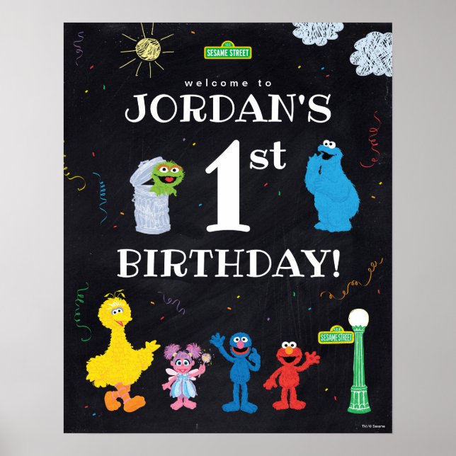 Sesame Street Pals | 1st Birthday Welcome  Poster (Front)