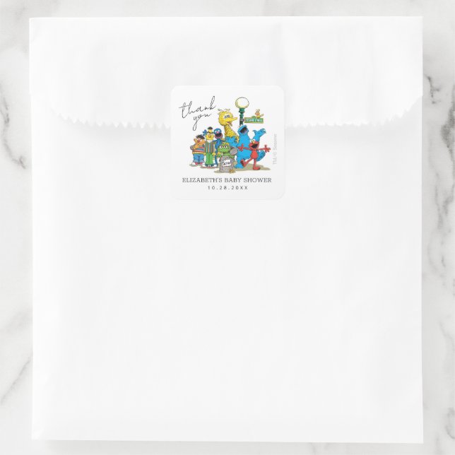 Sesame Street Pals Baby Shower Thank You Square Sticker (Bag)
