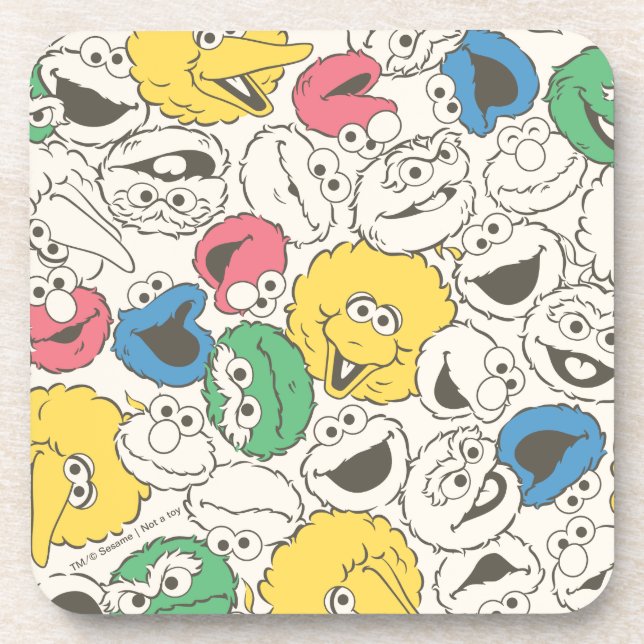 Sesame Street Pals | Big Head Core Pattern Coaster (Front)