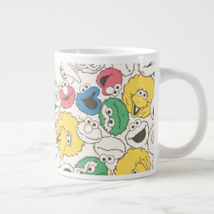 Sesame Street Pals   Big Head Core Pattern Large Coffee Mug
