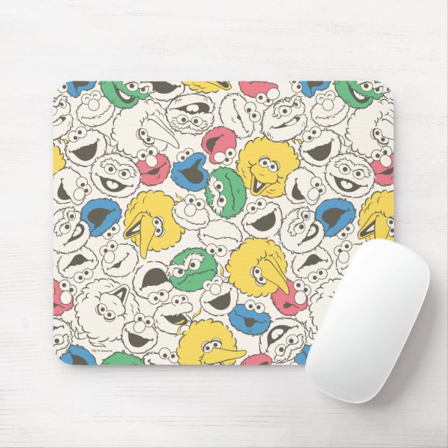 Sesame Street Pals | Big Head Core Pattern Mouse Pad (With Mouse)