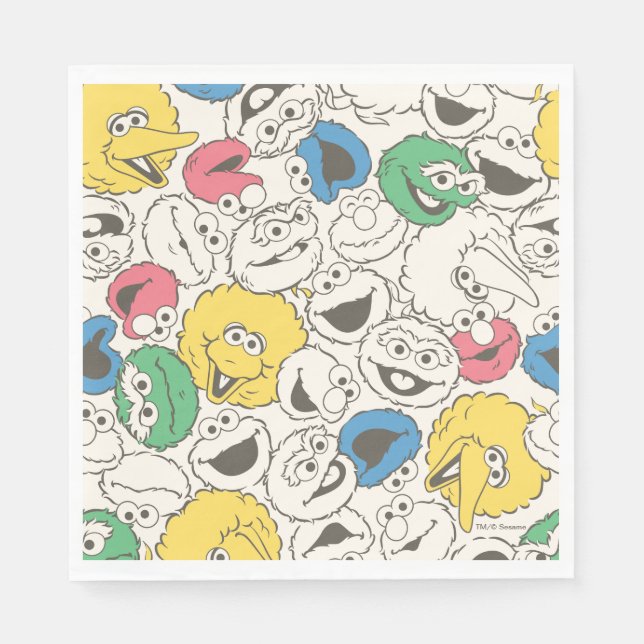 Sesame Street Pals | Big Head Core Pattern Napkin (Front)