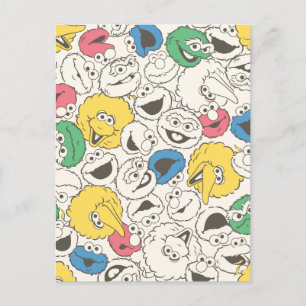 Sesame Street Pals   Big Head Core Pattern Postcard
