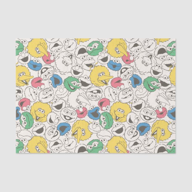 Sesame Street Pals | Big Head Vintage Pattern Tissue Paper (Front)