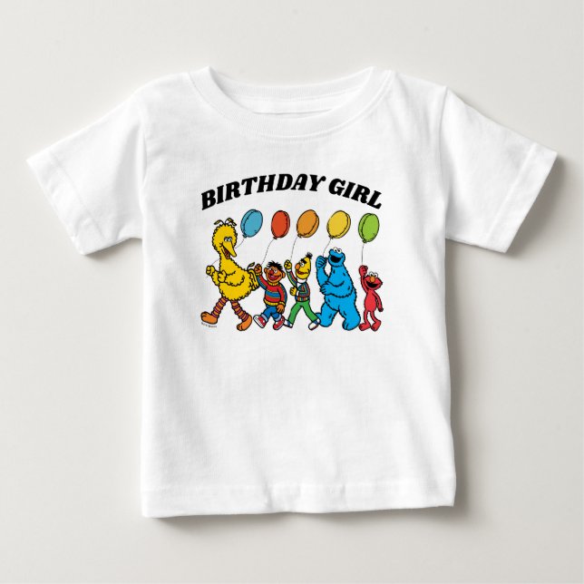 Sesame Street Pals | Birthday Girl Birthday Baby T-Shirt (Front)