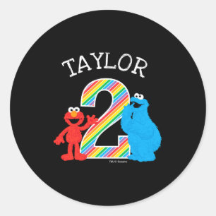 Sesame Street Pals Chalkboard Rainbow 2nd Birthday Classic Round Sticker