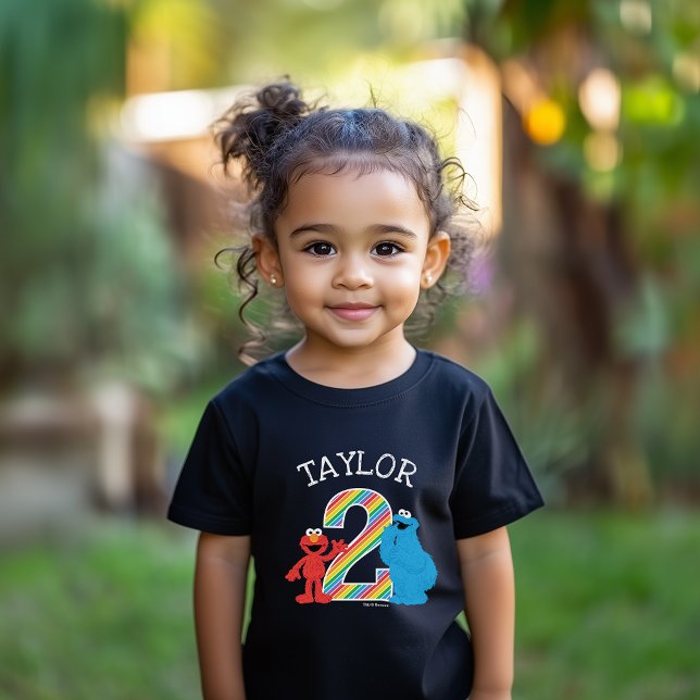 Sesame Street Pals Chalkboard Rainbow 2nd Birthday Toddler T-Shirt (Creator Uploaded)