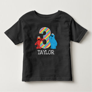 Sesame Street Pals Chalkboard Rainbow 3rd Birthday Toddler T-Shirt