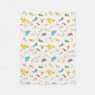 Sesame Street Pals   Colorful Vintage Pattern Fleece Blanket