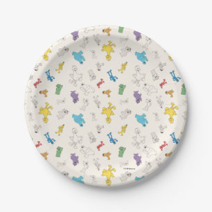 Sesame Street Pals   Colorful Vintage Pattern Paper Plate