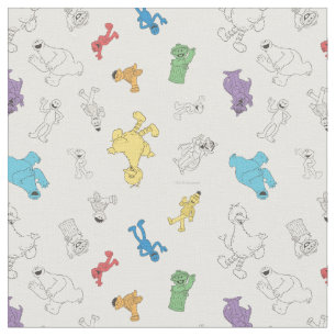 Sesame Street Pals   Colourful Vintage Pattern Fabric
