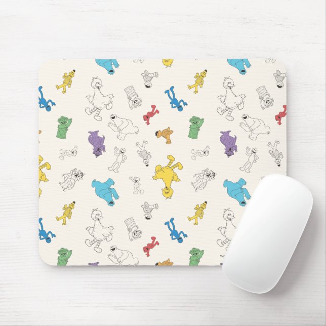 Sesame Street Pals | Colourful Vintage Pattern Mouse Pad (With Mouse)