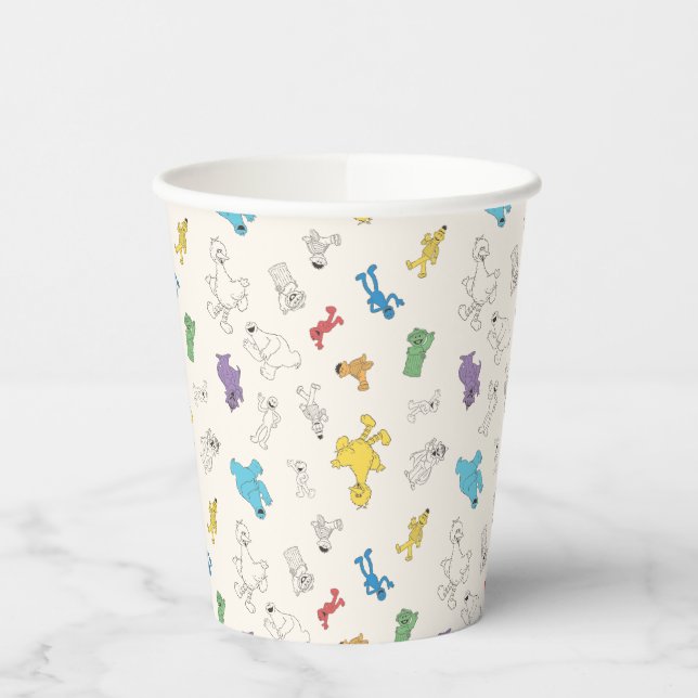 Sesame Street Pals | Colourful Vintage Pattern Paper Cups (Left)