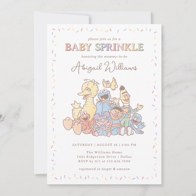 Sesame Street Pals Confetti Baby Sprinkle Invitation (Front)