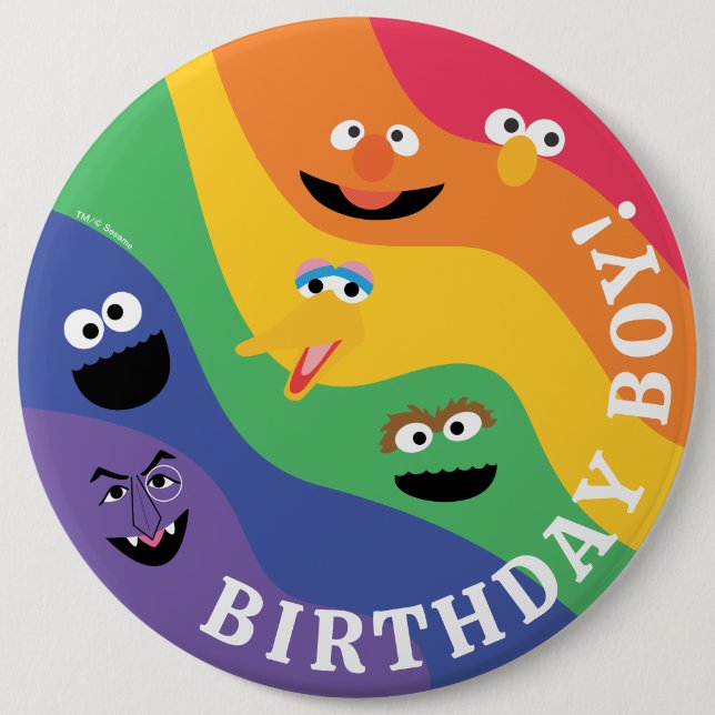 Sesame Street Pals Rainbow Birthday Boy 6 Cm Round Badge (Front)