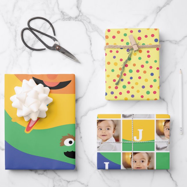 Sesame Street Pals Rainbow Photo Wrapping Paper Sheet (Front)