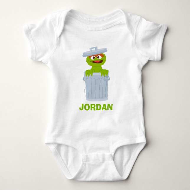 Sesame Street | Personalised Oscar the Grouch Baby Bodysuit (Front)