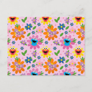 Sesame Street Pink Floral Pattern Postcard