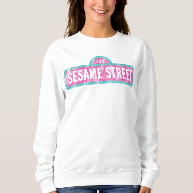 Sesame Street Pink Sign Logo Sweatshirt (Front)