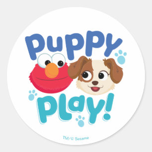 Sesame Street   Puppy Play Elmo & Tango Classic Round Sticker