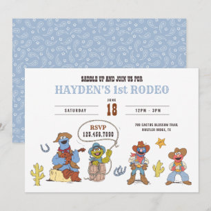 Sesame Street Rodeo Cowboy Birthday  Invitation