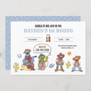 Sesame Street Rodeo Cowboy Birthday  Invitation
