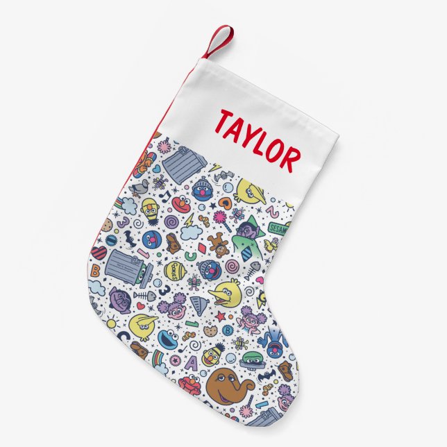 Sesame Street | Sesame Pals Doodle Pattern Small Christmas Stocking (Front (Hanging))