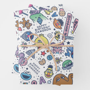 Sesame Street   Sesame Pals Doodle Pattern Wrapping Paper Sheet