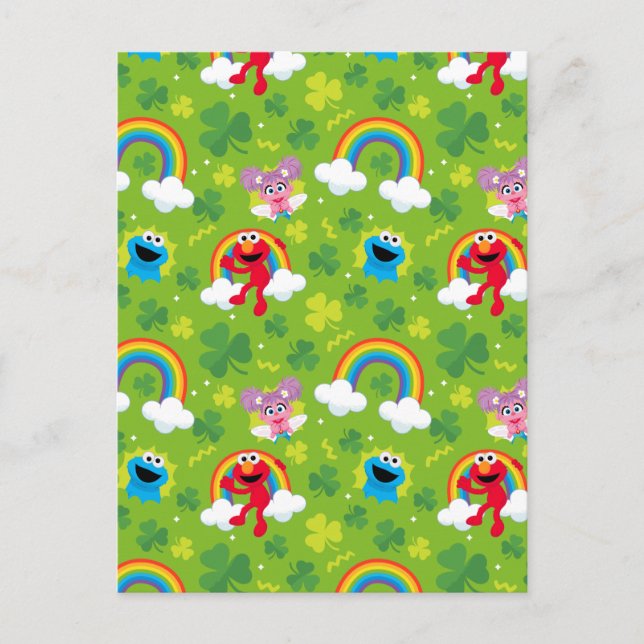 Sesame Street Shamrock and Rainbow Pattern Postcard (Front)