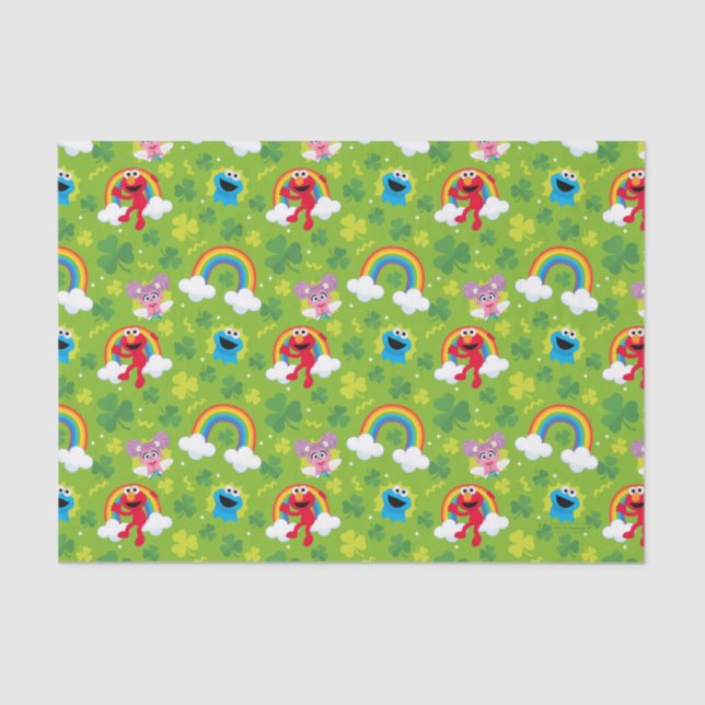 Sesame Street Shamrock and Rainbow Pattern Tissue Paper (Front)